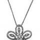 English Sterling Silver Floral Cubic Zirconia Necklace