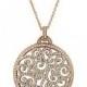 Vintage 14K Gold Russian Lab Diamond Pave Pendant Necklace