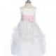 Pink/White Flower Girl Dress - Matte Satin Bodice w/ Gathers Style: D2150 - Charming Wedding Party Dresses
