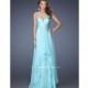 La Femme 20060 Tiered Chiffon Halter Gown - Brand Prom Dresses
