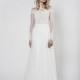 Aida Kapociute 2017 White Sweet Appliques Floor-Length Chiffon Long Sleeves Aline Illusion Bridal Gown - Top Design Dress Online Shop