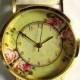 Floral Watch, Vintage Style Leather