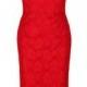 Red Lace Bardot Wiggle Pencil Dress
