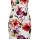 Ivory White And Multi Colour Floral Print Bodycon Pencil Dress