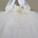 Off White Tutu Dress, Off White Flower Girl Tutu Dress - Hand-made Beautiful Dresses