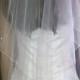 Ivory wedding veil 30" / 42"  with Swarovski Crystals. Fingertip length pencil edged. Full circle veil.  2 tier. FREE UK POSTAGE