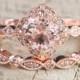 Limited Time Sale 2 carat Round Cut Morganite and Diamond Halo Bridal Wedding Ring Set in Rose Gold: Bestselling Design Under Dollar 600