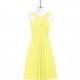 Lemon Azazie Amani - Chiffon Knee Length Back Zip V Neck Dress - Charming Bridesmaids Store