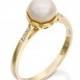 pearl engagement ring, 14k gold pearl ring, White Pearl Ring, Diamond Pearl Gold Ring, Pearl Wedding Ring, pearl bridal ring sets