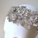 Bridal Swarovski Crystal Headpiece. Rhinestone Pearl Jewel Wedding Tiara Headband.  CRYSTAL GARDEN