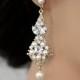 Gold Wedding Earrings Chandelier Earrings Vintage Bridal Earrings Ivory White  Pearl crystal Wedding Jewelry, PARIS
