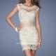 La Femme 19335 Short Lace Cut Out Prom Dress - Crazy Sale Bridal Dresses