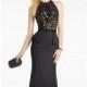 Black/Nude Lace Peplum Gown by Alyce Black Label - Color Your Classy Wardrobe