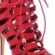 "LOLA" Red Caged Lace Up Peep Toe Heel