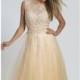 Blush Beaded Lace Ball Gown by Dave and Johnny - Color Your Classy Wardrobe