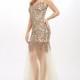 Jovani Sheer Floor length Nude Dress JVN31496 -  Designer Wedding Dresses
