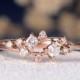 Diamond Cluster Ring Twig Engagement Ring Floral Unique Wedding Band Snowflake Rose Gold Dainty Flower Mini Gift Anniversary Promise Women