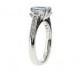 Size 6.75, Aquamarine and white sapphire trinity engagement ring, emerald cut aquamarine, white gold, blue ring, no diamond ring