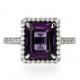 Emerald cut amethyst halo engagement ring with diamonds, white gold, halo engagement ring, amethyst, purple engagement, unique