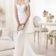Alluring Chiffon Sheath Queen Anne Neckline Natural Waistline Wedding Dress - overpinks.com