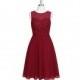 Burgundy Azazie Willow - Chiffon And Lace Back Zip Knee Length Sweetheart - Cheap Gorgeous Bridesmaids Store