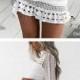 White Lace Cut Out Design High Neck Long Sleeves Dress