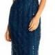 Sequin Beaded Column Gown With V-Neck