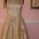 Ivory and Gold French Lace Dress/ finished bust 37"