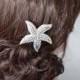Handmade Aurora Borealis AB Crystal Rhinestone Starfish Hair Clip, Bridal, Wedding (Sparkle-2727)