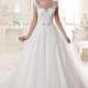 Elegant Lace & Tulle Off-the-shoulder Neckline Ball Gown Wedding Dress With Lace Appliques - overpinks.com