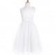 White Azazie Lilo JBD - Satin And Tulle One Shoulder Side Zip Knee Length Dress - Cheap Gorgeous Bridesmaids Store