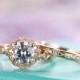 Vintage Moissanite engagement ring set antique Art deco engagement ring Floral Rose gold wedding ring women gift Flower Bridal Jewelry