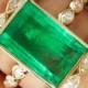 GIA 4.75ct Estate Vintage Colombian Green Emerald Diamond Engagement Wedding 18k Yellow Gold Ring