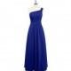 Royal_blue Azazie Hermoine - Strap Detail One Shoulder Chiffon Floor Length Dress - Charming Bridesmaids Store