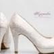 White Lace Platform Wedding Shoes, Ivory Lace Platform Bridal Shoes, Prom Platform Shoes, Custo Shoes, Luxury Shoes - $84.99 USD