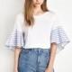 Casual Vogue Sweet Split Front Flare Sleeves Short Sleeves Stripped Summer T-shirt - Bonny YZOZO Boutique Store