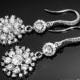 Cubic Zirconia Bridal Earrings Crystal Chandelier Wedding Earrings Luxury CZ Wedding Earrings Clear CZ Dangle Earring Bridal Crystal Jewelry - $36.90 USD