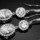 Cubic Zirconia Bridal Earrings Crystal Oval Wedding Earrings CZ Dangle Sparkly Earrings Bridal Jewelry Vintage Style Earrings Prom Earrings - $38.50 USD