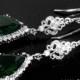 Emerald Crystal Chandelier Earrings Dark Moss Earrings Green Crystal Silver Bridal Earrings Green Wedding Teardrop Earrings Bridal Jewelry - $36.90 USD