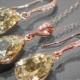 Champagne Rose Gold Jewelry Set Swarovski Light Silk Rhinestone Earring&Necklace Set Teardrop Crystal Set Wedding Bridesmaid Bridal Jewelry - $25.00 USD