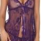 Slit Front Mesh Lace Cami Babydoll