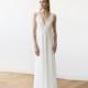 Sleeveless Ivory Lace Wedding Gown, Lace boho bridal dress 1150
