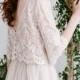 Wedding Top, Bridal Separates , Nude Lace Top,   Open Back V Lace Top, Beaded  Lace Top, Bohemian Bride , Floral Wedding Top - CLAIRE