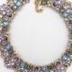 PPG&PGG Jewelry Luxury Rhinestone Collar Purple Crystal Bib Choker Statement Necklaces Pendants
