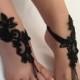 EXPRESS SHIPPING! Black Lace Barefoot Sandals, Beach wedding Barefoot Sandals Bridal accessory Foot jewelry Wedding shoes