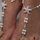 Starfish Pearl Foot Jewelry Crystal Silver Bridal Barefoot Sandal Beach Wedding Bridal Foot Jewelry Bridal Starfish Jewelry