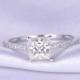 1ct Moissanite Engagement ring,5mm princess cut moissanite ring,14k White gold,diamond wedding band,Promise Ring,Bridal ring
