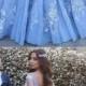 A-line Off Shoulder Blue Tulle Lace Appliques Long Prom Dress, PD7677 - US0 / Pic Color