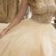 AHP032 Ball Gown Tulle Gold Beaded Bodice Sparkly Prom Dresses 2017