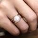 14k rose gold filled ring,white pearl ring,freshwater pearl ring,bridal ring,bridesmaid gifts,rose gold ring,pink go